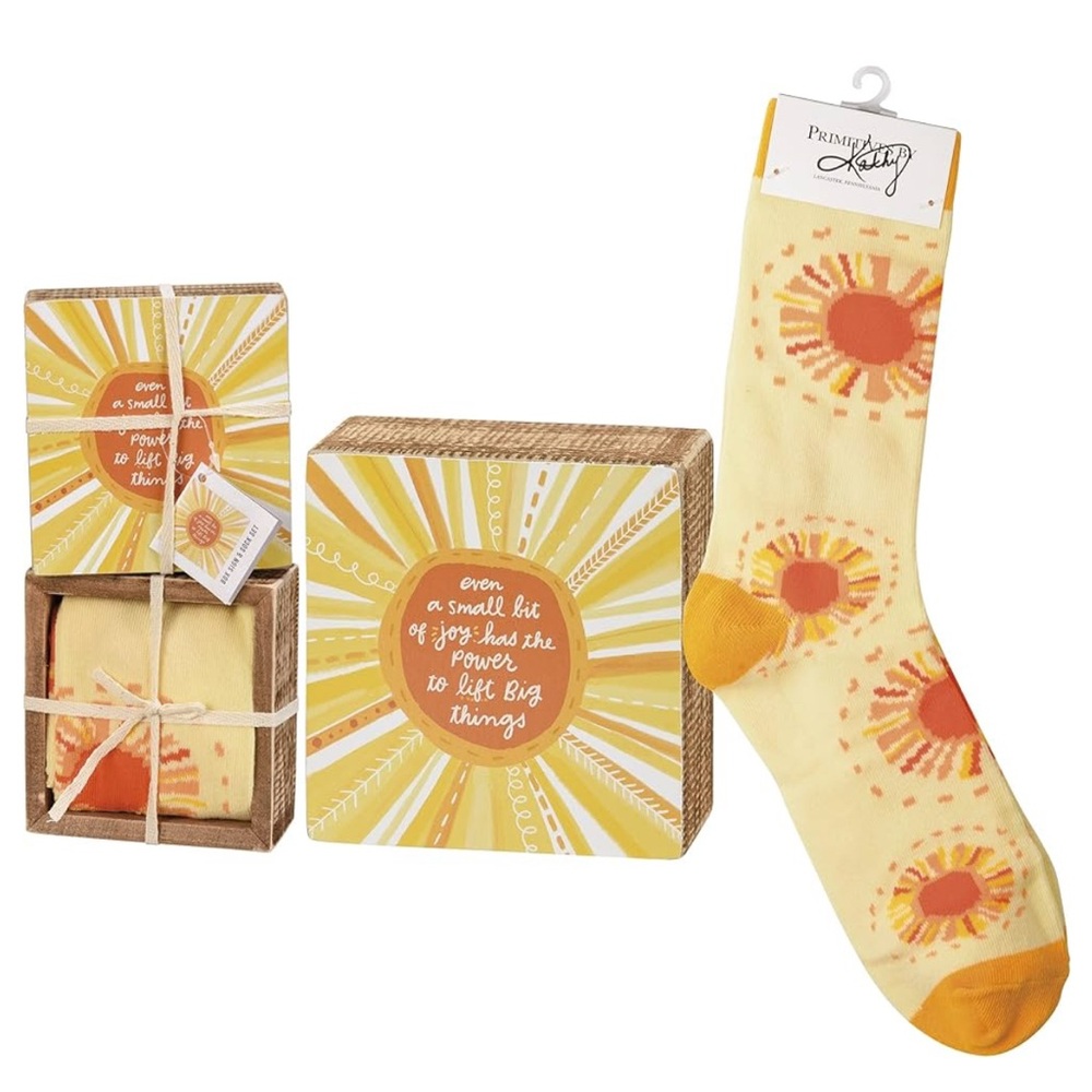 Primitives by Kathy “Power of Joy” Box Sign & Sock Set